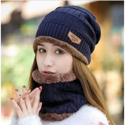 Beanie Cap + Neck Warmer/Hat & Warmer Winter Beanie Cap Neck Warmer Beanie Full Set