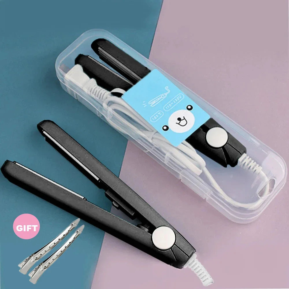 Travel Mini Hair Flat Iron Ceramic Plate Hair Straightener &amp; Straightener