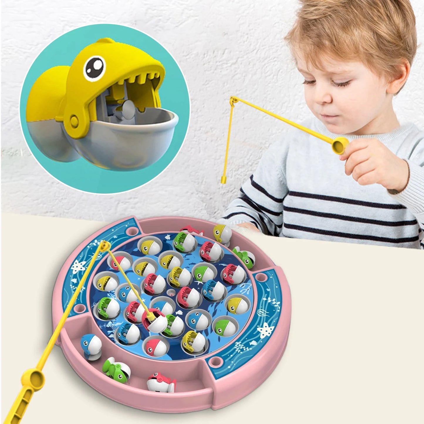 Cute Fishing Game Toy With 4 Fishing Sticks and Music For Kids