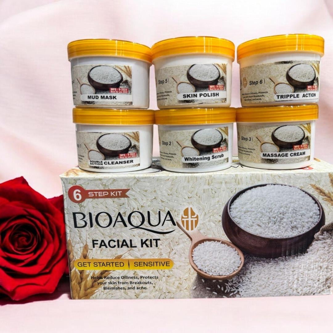 Rice Glowing Facial Kit - Whitening And Exfoliating Treatment | 6 Pcs