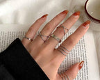 6 Pcs Alloy Silver Plated Plain Ring Set
