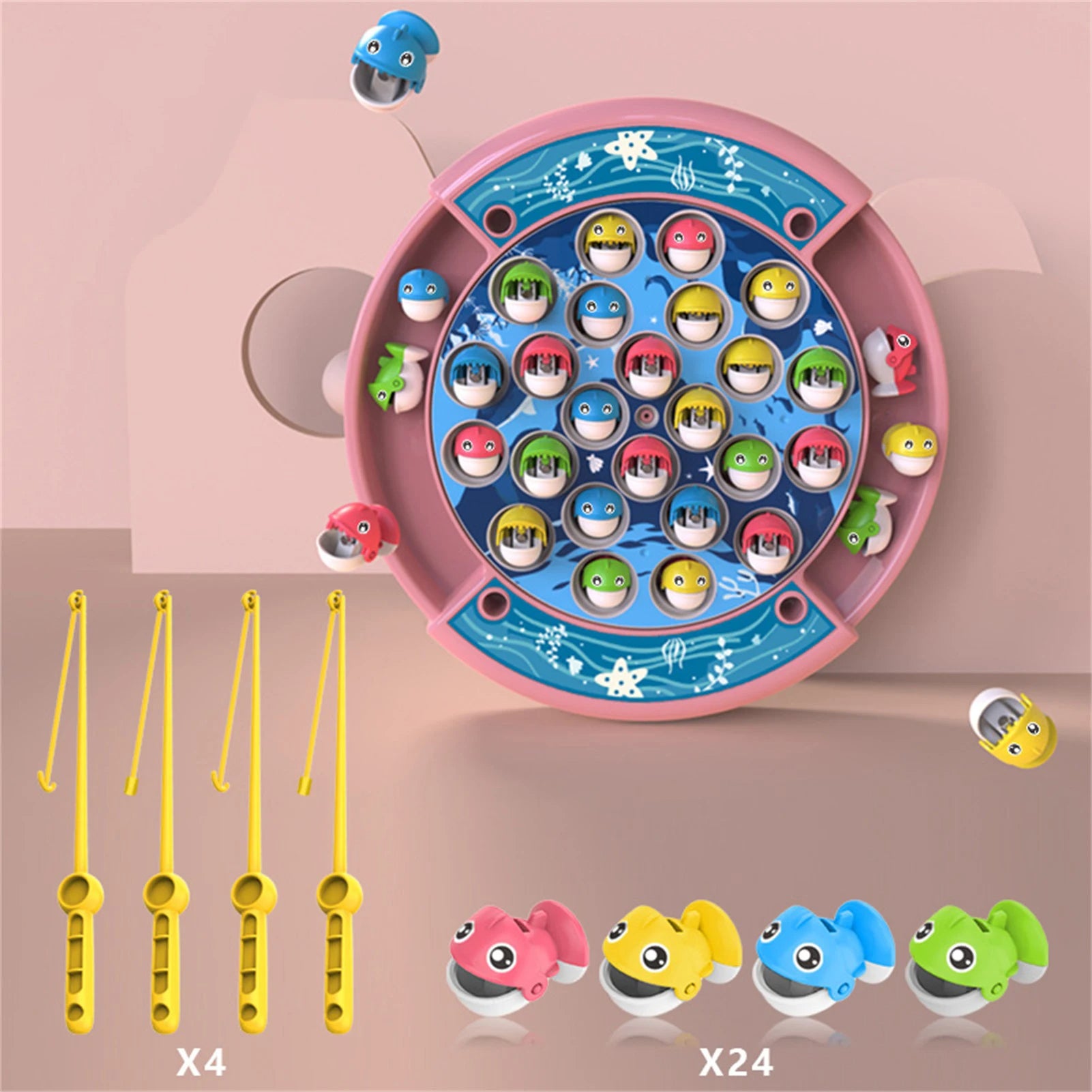 Magnetic Fishing Reel Electric Rotating Musical Kids Play House Game Toy Parent-child Interaction Toy for Children's Gifts
