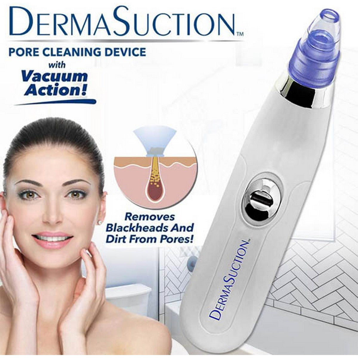 Derma Suction Blackhead Remover 3-in-1 | Electric Pore Vacuum Cleaner for Acne, Pimples & Facial Deep Cleaning Tool