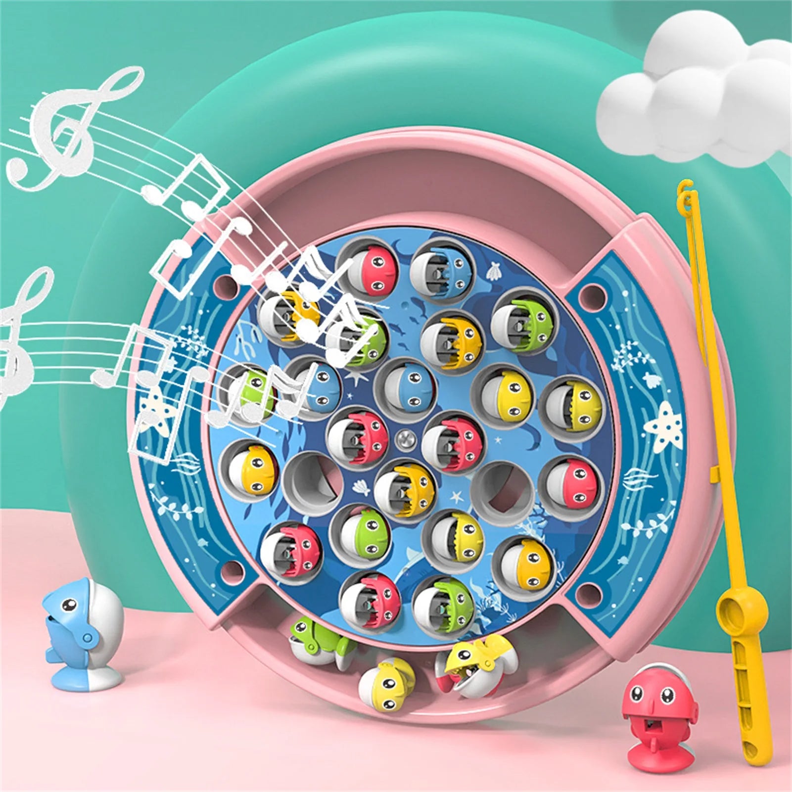 Magnetic Fishing Reel Electric Rotating Musical Kids Play House Game Toy Parent-child Interaction Toy for Children's Gifts