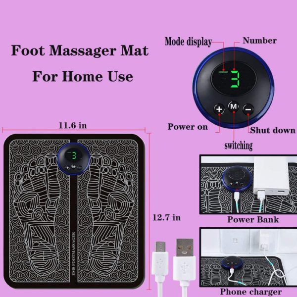 EMS Foot Massager Tens Pulse Electric Muscle Stimulation Feet Massage Machine Improve Blood Circulation Pain Relief