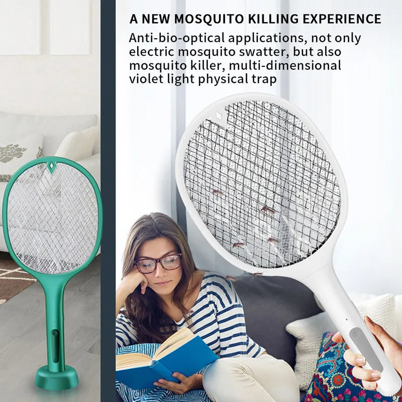 Rechargeable Electric Mosquito Killer Racket 2 In 1 Led Flash Light (random Color)