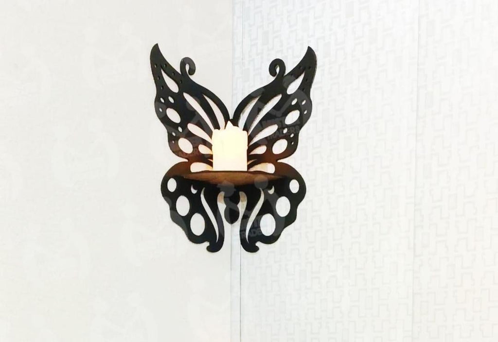Butterfly design wooden corner wall shelves