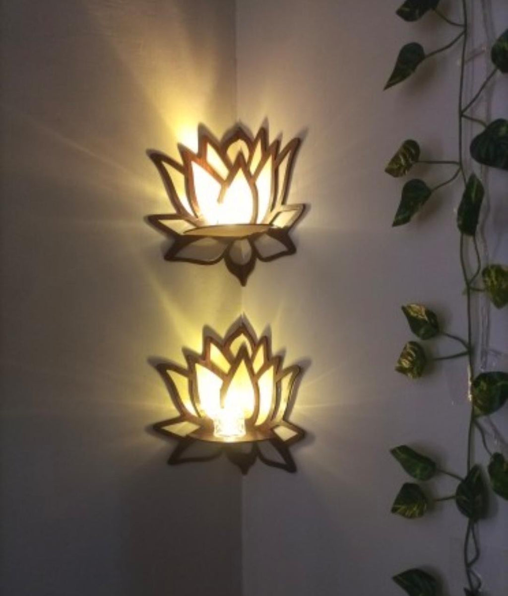 Lotus Shape Corner Wall Shelves, Pack of 3