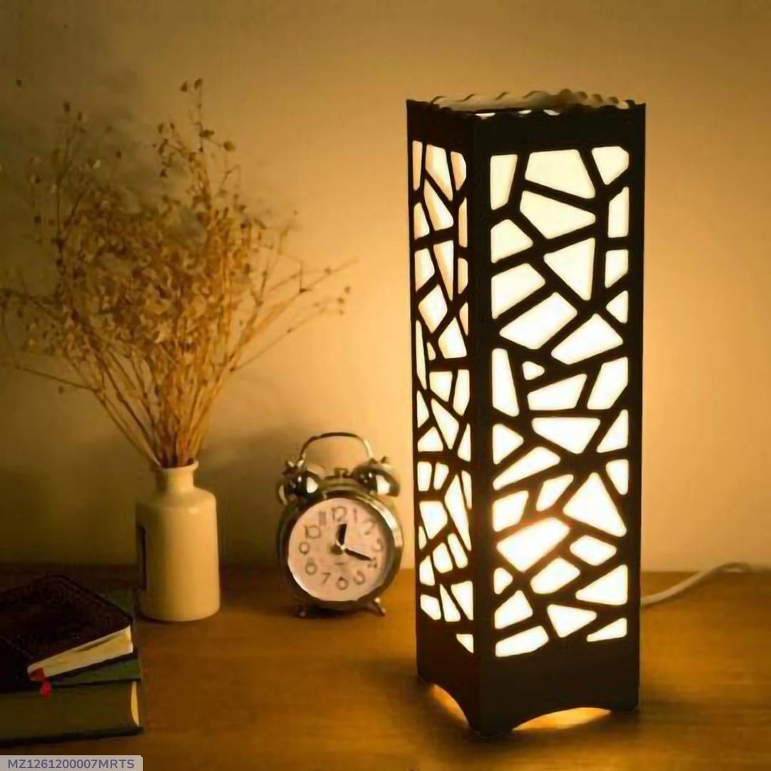 Wooden Side Table Lamp With Laser Cutting