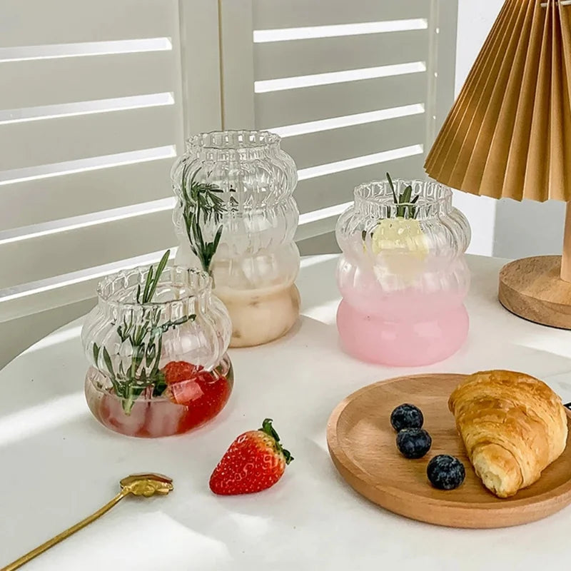 Stylish Heat-Resistant Striped Glass Mug – Versatile Transparent Tumbler for Beverages