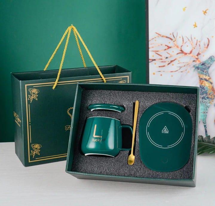 Elegant Ceramic Mug Set With Intelligent Heating And Spoon