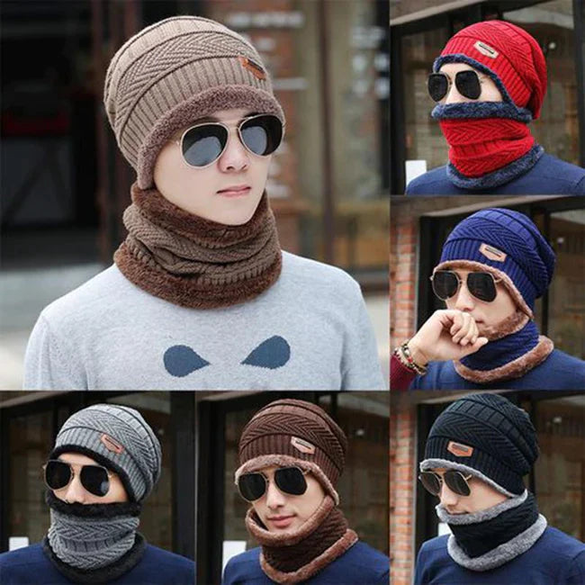 Beanie Cap + Neck Warmer/Hat & Warmer Winter Beanie Cap Neck Warmer Beanie Full Set