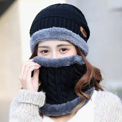 Beanie Cap + Neck Warmer/Hat & Warmer Winter Beanie Cap Neck Warmer Beanie Full Set